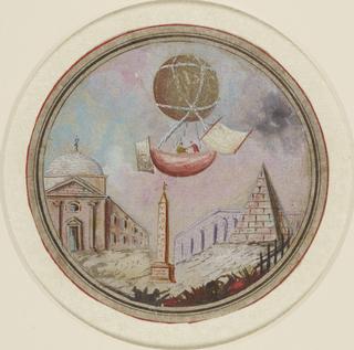 Painting, "the balloon flying over an obelisk"