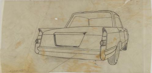 pencil sketch by Michelotti of Triumph Herald