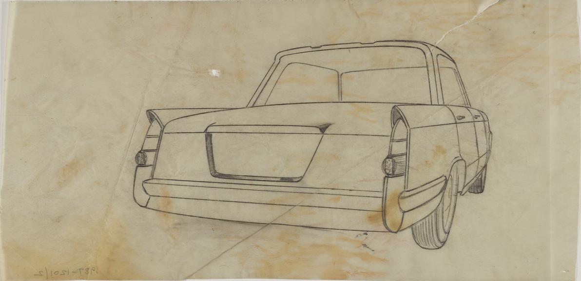 pencil sketch by Michelotti of Triumph Herald