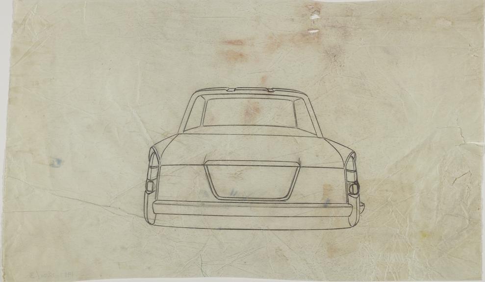 pencil sketch by Michelotti of Triumph Herald