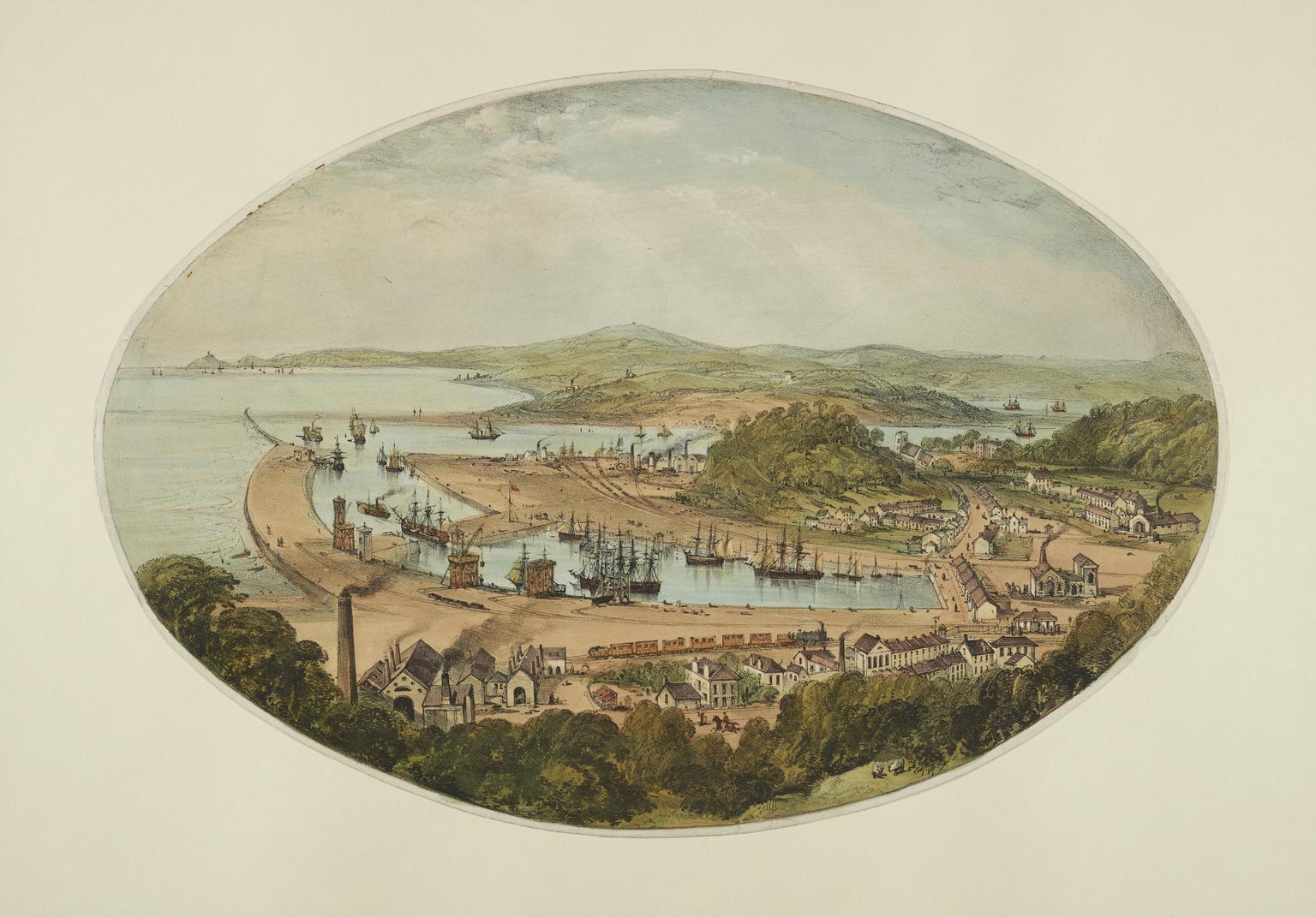 Lithograph of Briton Ferry Railway and Dock | Science Museum Group ...