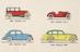 Poster. Detail from poster showing four of the 72 cars