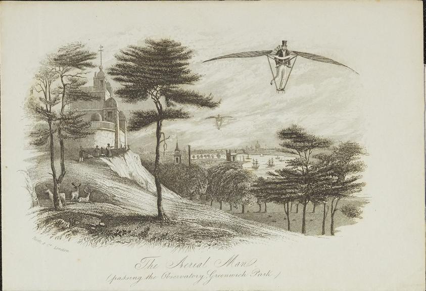 Lithograph, Degan's winged flying machine