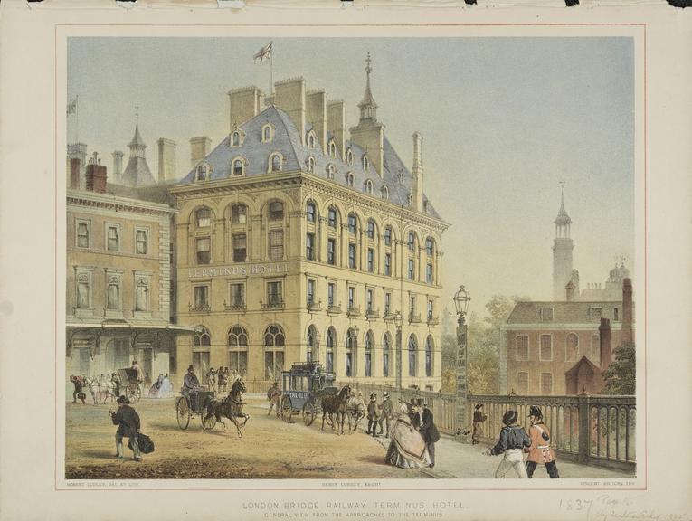 Lithograph (col.) \"London Bridge Railway Terminus