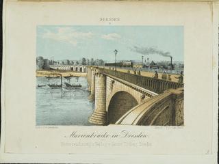 Print. Marienbrucke, Dresden, Germany. [bridge]