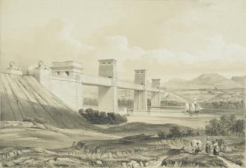 Lithograph: 'The Britannia Tubular Bridge over the Menai Straits'