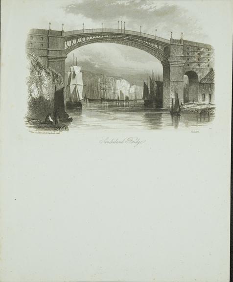 Engraving depicting Sunderland Bridge