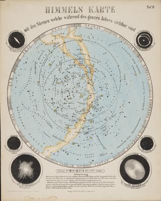 Lithograph, astronomical diagram. Chart of the Heavens