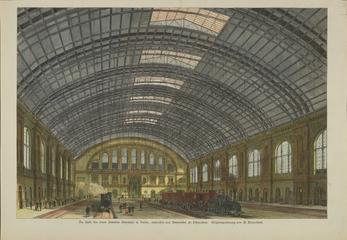 Woodcut of station interiors in Berlin