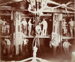 Photograph, gelatine silver. 'Tunnel between shafts nos.3, 4 shield from lower floor of travelling stage'