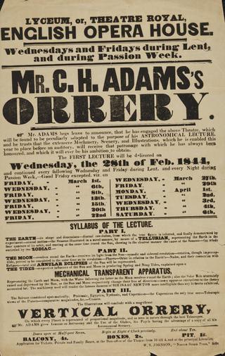 Notice of an Astronomical Lecture on the Orrery, 1844