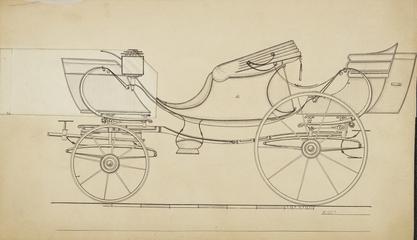 Design for a George IV Phaeton carriage with options for various boxes