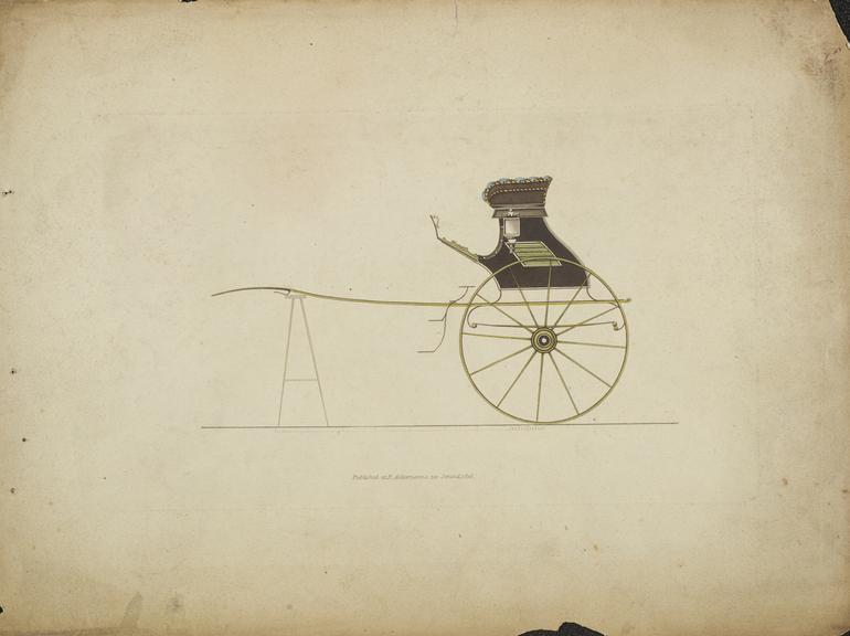 One of nine prints of early 19th century carriages. [high tandem gig ...