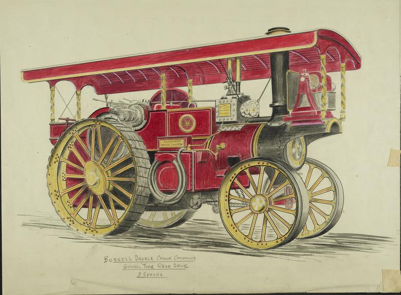 Watercolour drawing of Burrell engine