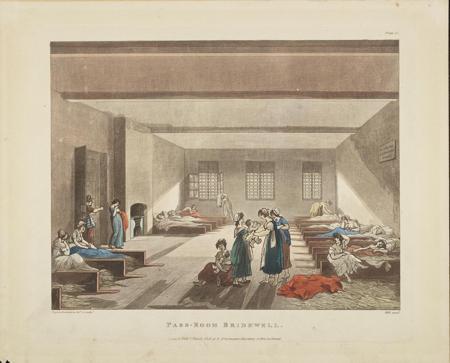 ‘Pass-room, Bridewell’, print, London, England, 1808