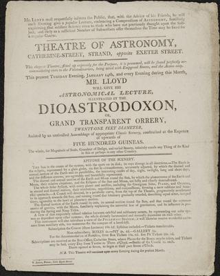 Handbill: Lloyd, Theatre of Astronomy, Strand.