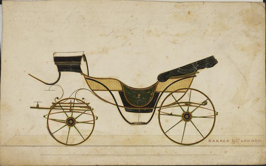 Design for a Round Sociable carriage for Caron De Rothschild