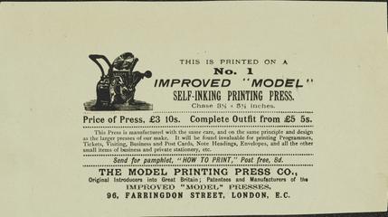 Advertisement for printing press