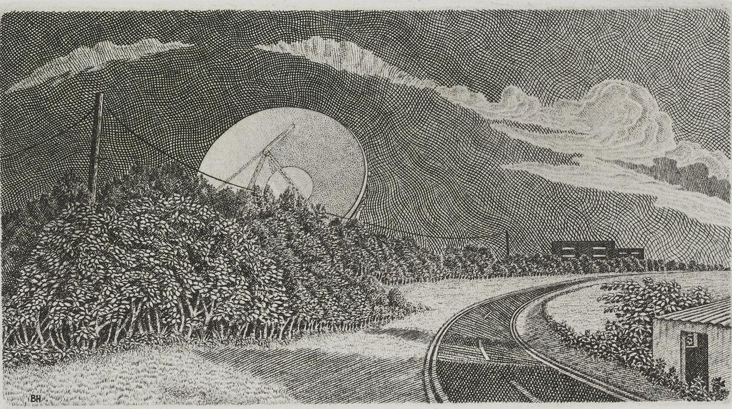 Engraving, 'Goonhilly-Cornwall', by Brian Hanscomb