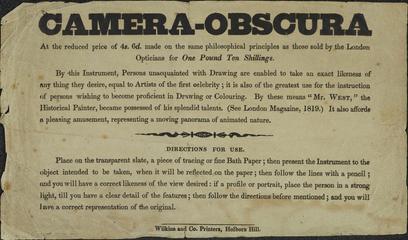 Advertisement for the Camera Obscura c.1819