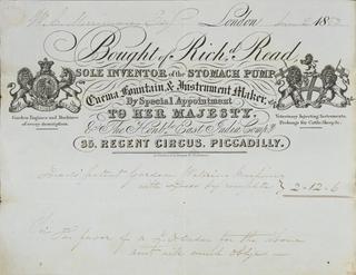 Receipt with letter heading. Richard Read