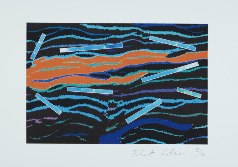 Orange Waves collage print