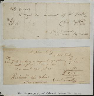 Receipt  for refracting telescope by Charles Tulley