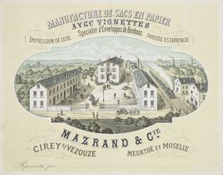 Trade card: Mazrand & Cie: Manufacture des sacs en paper