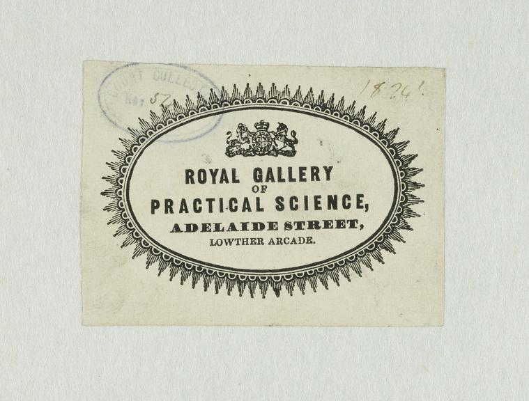 Trade card: Royal Gallery of Practical Science