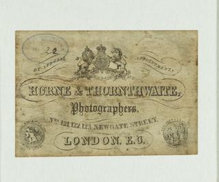 Trade card: Horne & Thornthwaite