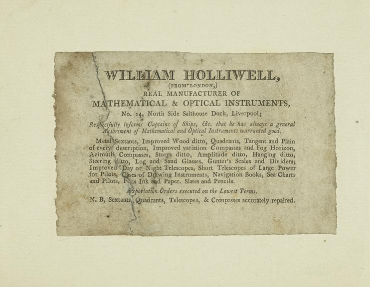 Trade card: William Holliwell