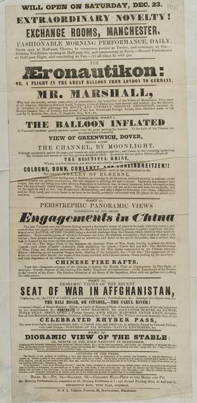 Handbill for Exhibition of panoramic views, Exchange Rooms