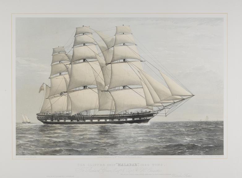 Chromolithograph of the Clipper sailing ship \"Malabar\"