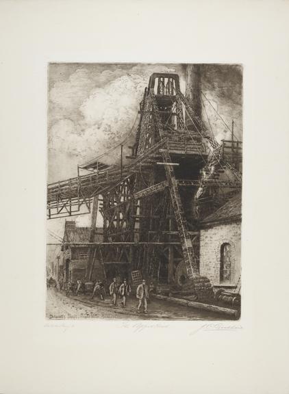 Print, etching. Delprats shaft, prop. Mine Broken Hill