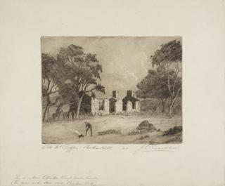 Print, etching. Old Mr. Cripps, Broken Hill