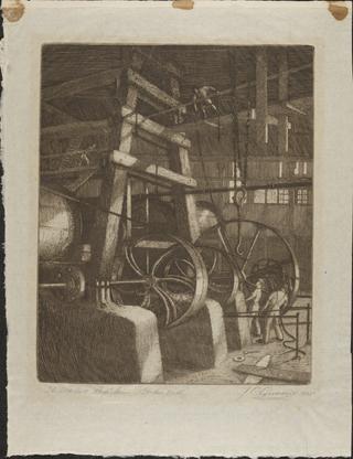 Print, etching. The Old Mill, props's Mine Broken Hill