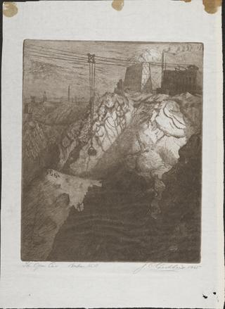 Print, etching. The open cut, Broken Hill