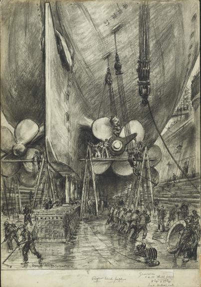 Queen Elizabeth in Dry Dock, Southampton (sketch)