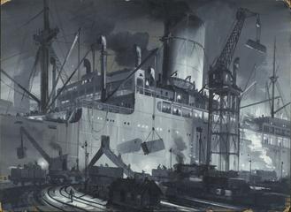 Loading freighters at Night