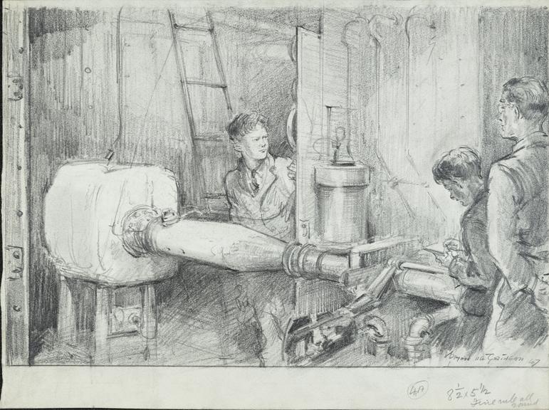 Testing the combustion chamber of a jet engine (sketch)