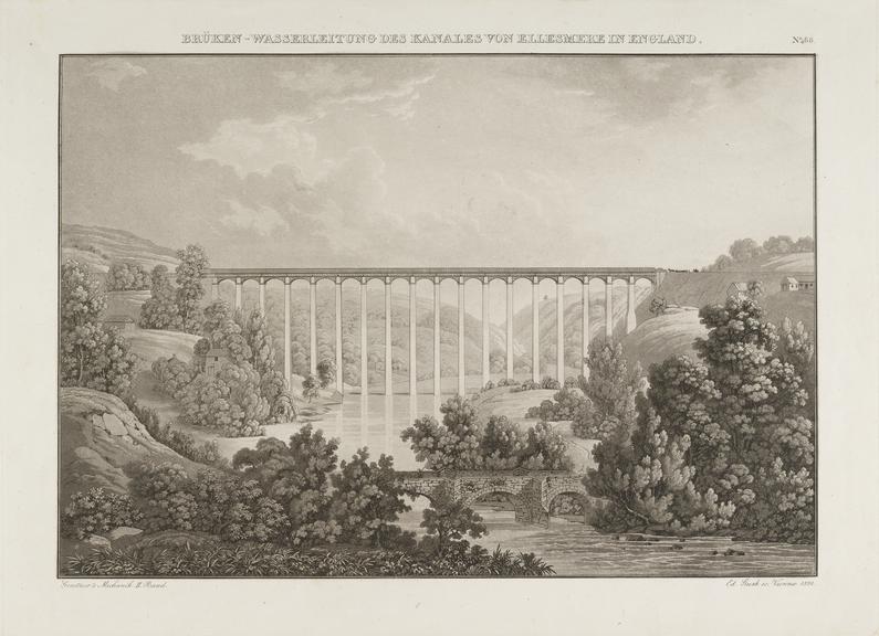 Aquatint : [Ellesmere viaduct and canal] from Gestner's Mechanik