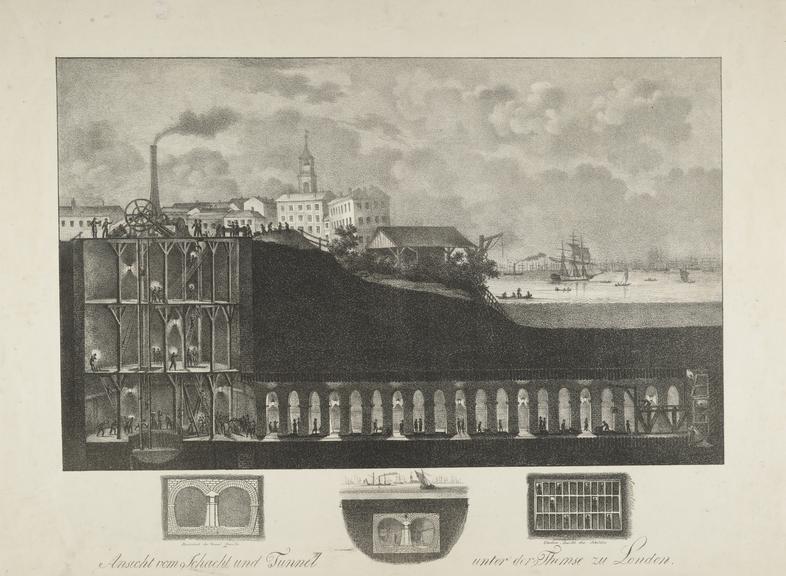 Lithograph, Ansicht vom Schact und Tunnel unter der Themse