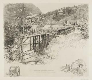 Etching of Construction work on the Muhrgraben tunnel