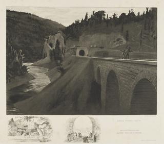 Etching of Construction work on the Kneza tunnel