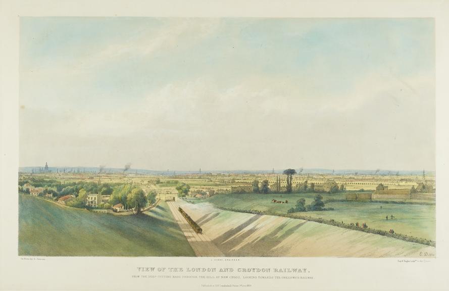 Lithograph, \"View of the London and Croydon Railway\"