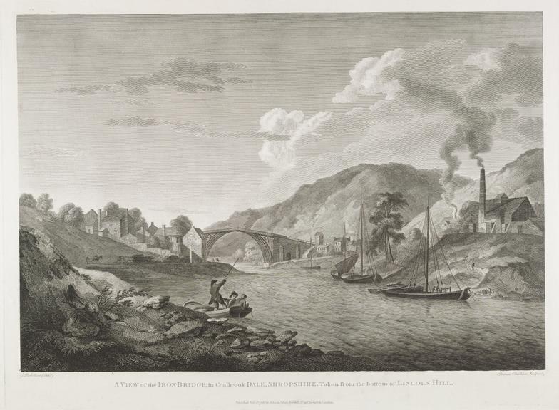 Engraving: A view of the Ironbridge in Coalbrook Dale