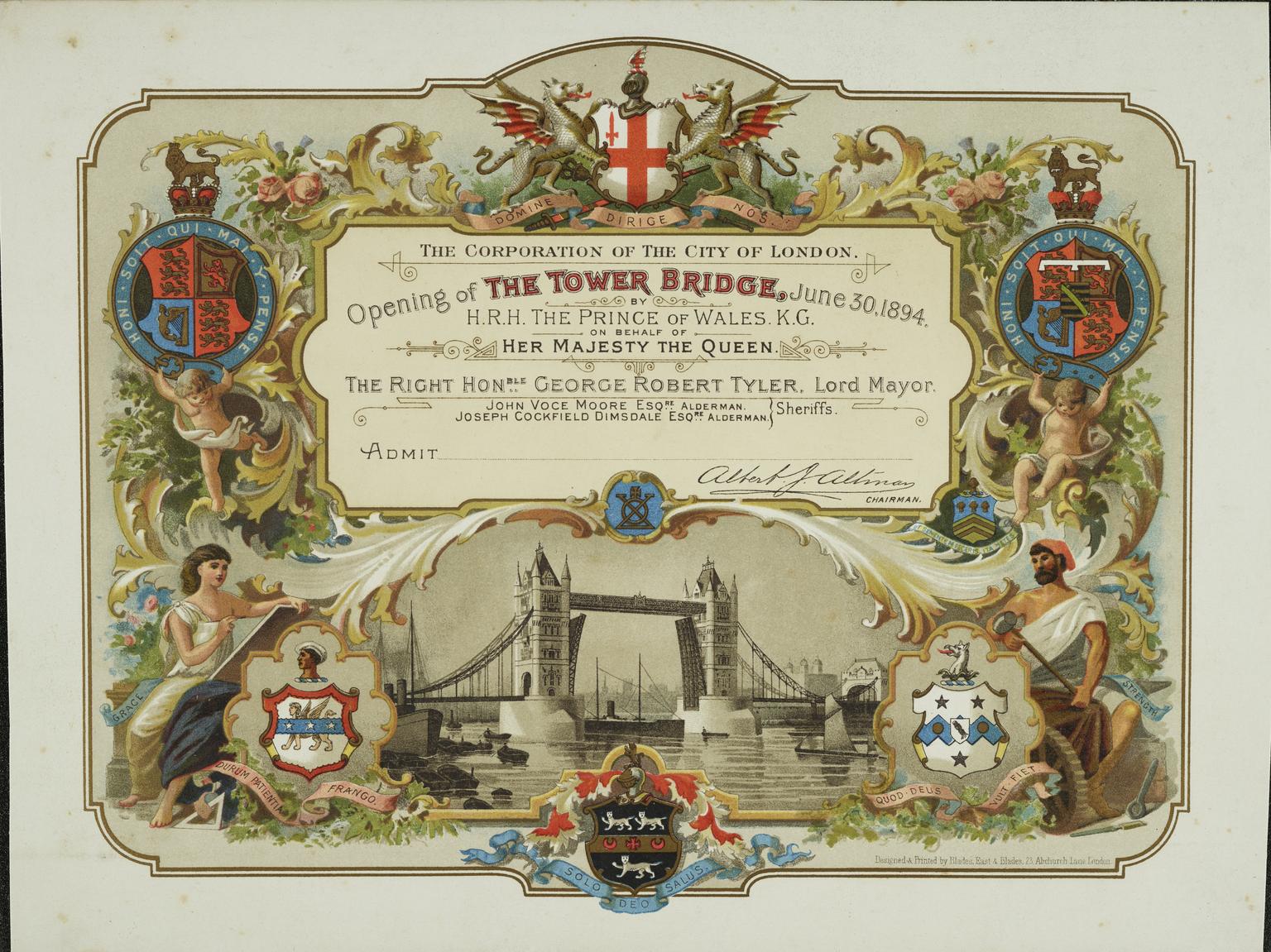 Admission ticket. Opening of the Tower Bridge