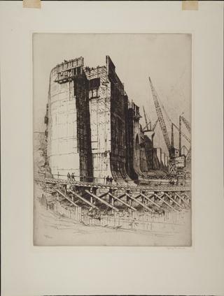Etching of a civil engineering construction site