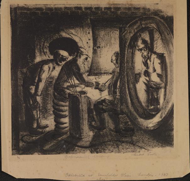 Lithograph, 'Experimental welding' by Hubert Cook