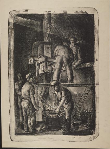 Lithograph, 'Hydraulic rivetting'